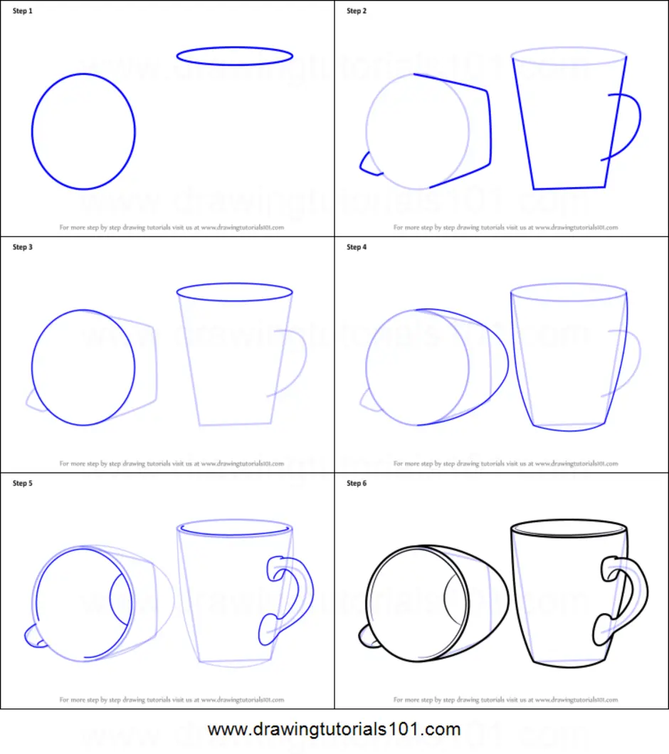 Кружки по рисованию. Рисование кружки. Этапы рисования кружки. Поэтапное рисование кружки. Поэтапное рисование чашки.