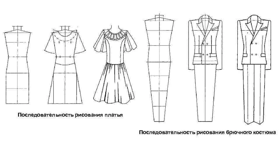 Костюм женский технический рисунок