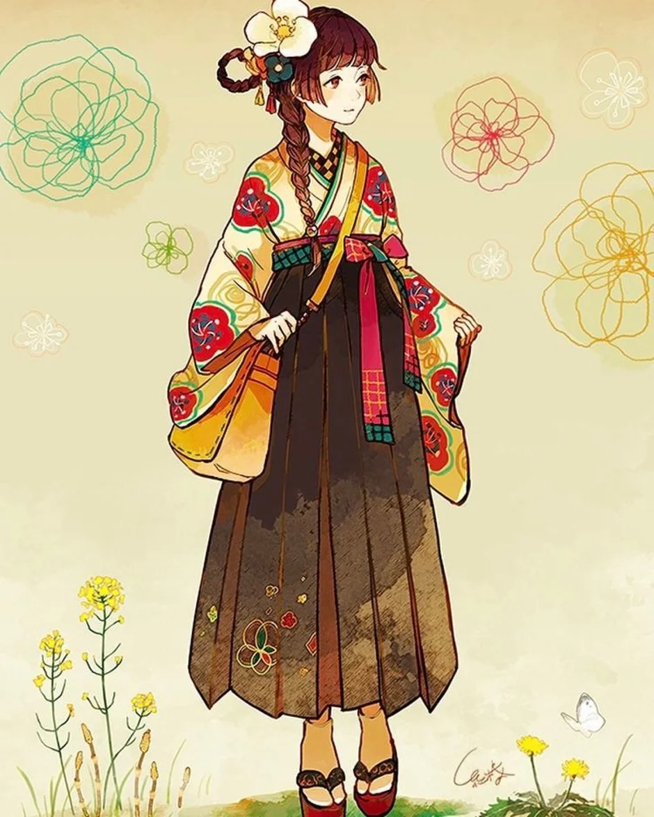Арты женской одежды. Японская юката концепт одежда. Юката хакама. Китайская юката.