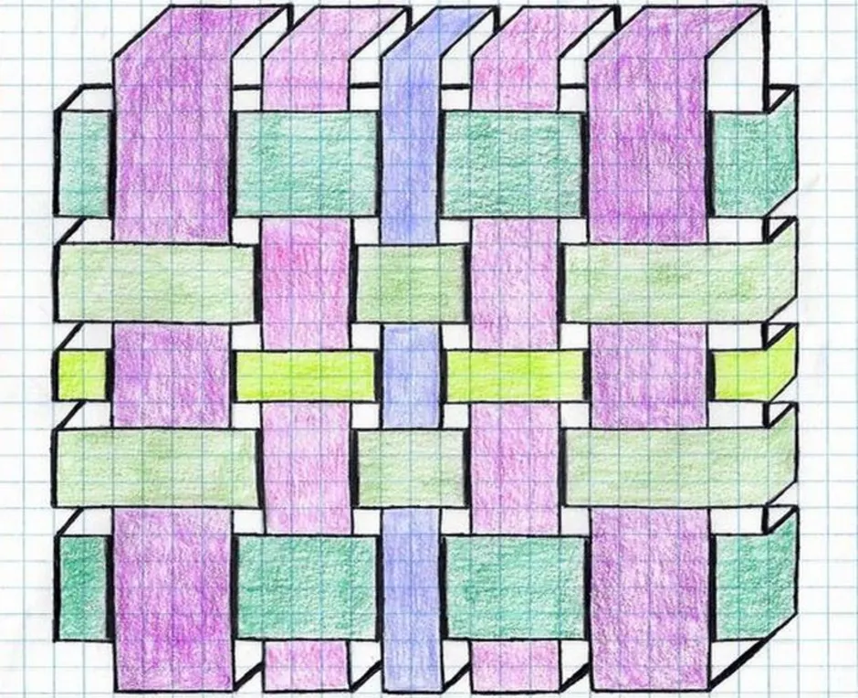 Объемные рисунки по клеточкам в тетради поэтапно