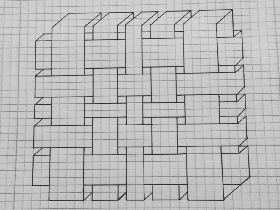 3д рисунки сложные по клеточкам карандашом