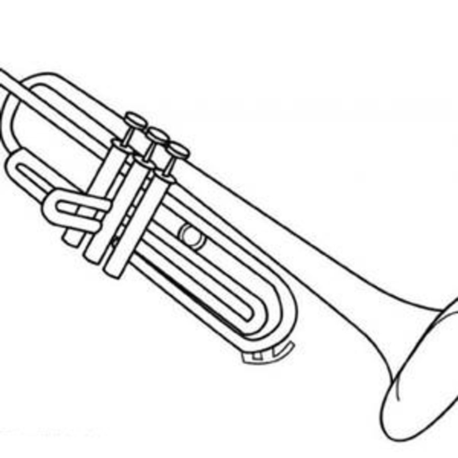 Музыкальный инструмент труба рисунок карандашом