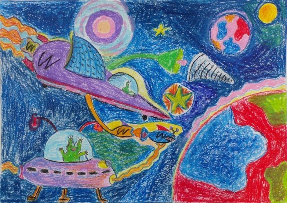 Космос мир фантазий конкурс. Рисунок на тему космос. Рисунок на космическую тему. Фантазия на тему космос. Детские рисунки на тему космос.