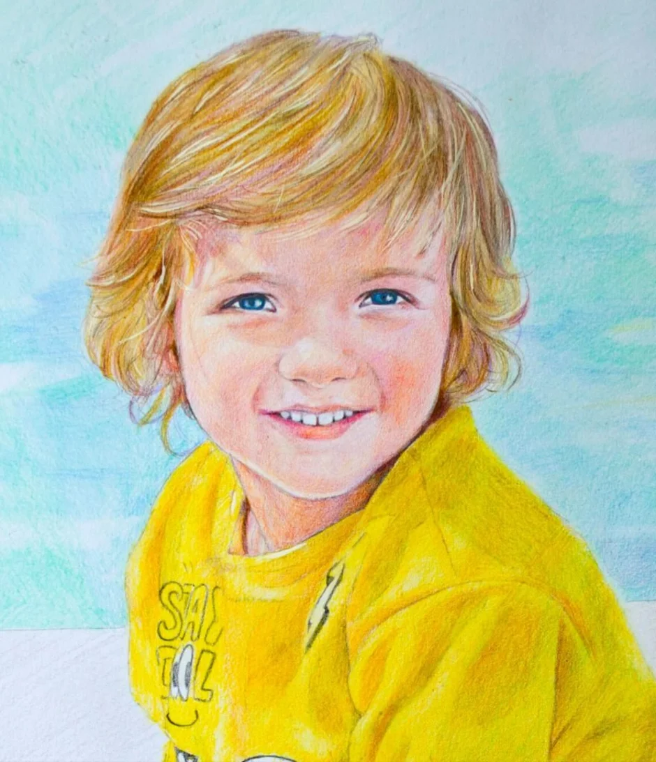 Портрет человека ребенку. Портрет мальчика. Портрет цветными карандашами для детей. Портрет малыша. Портрет для дошкольников.