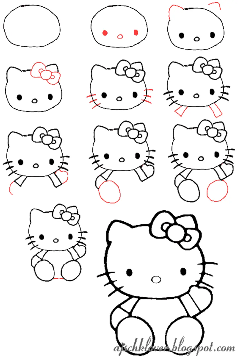 Hello kitty рисунок карандашом