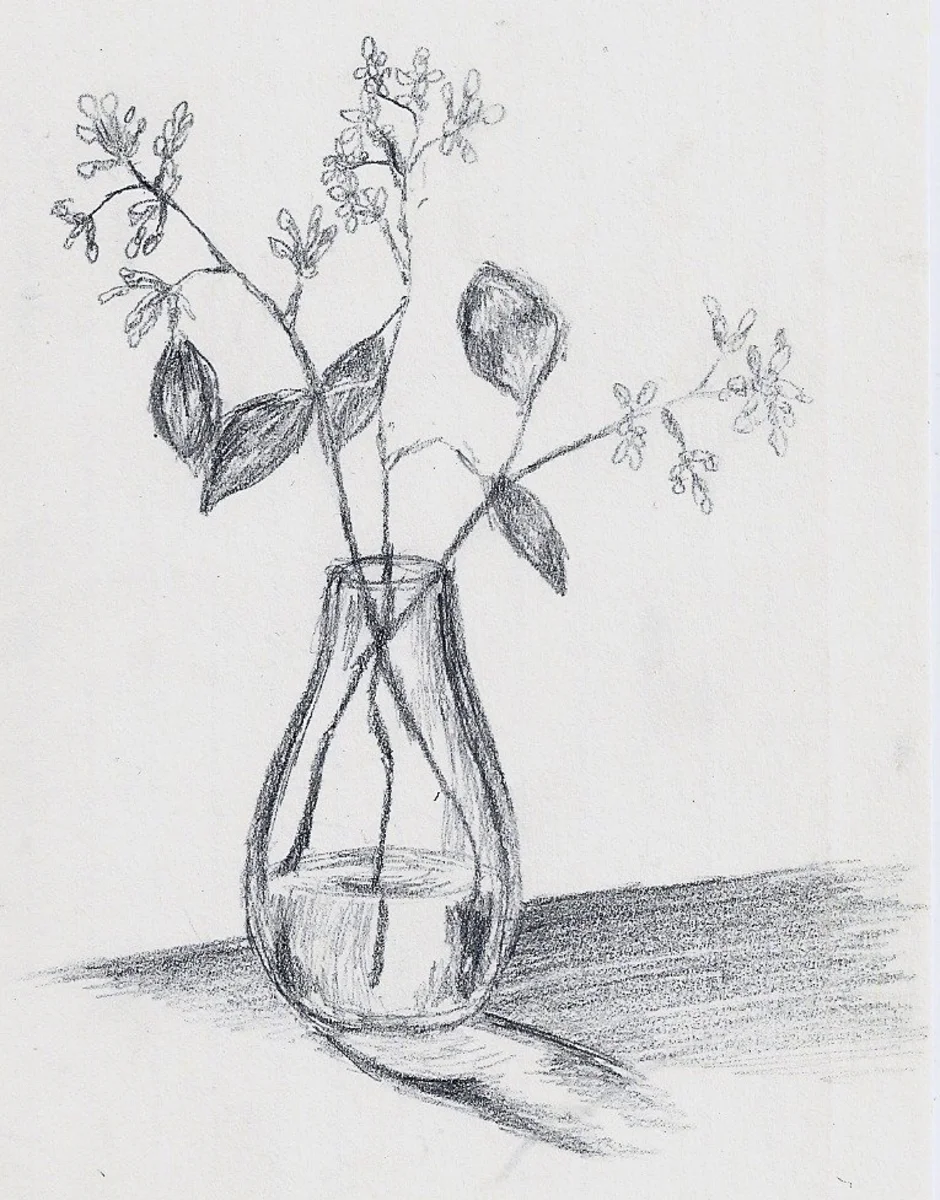 ваза на столе карандашом