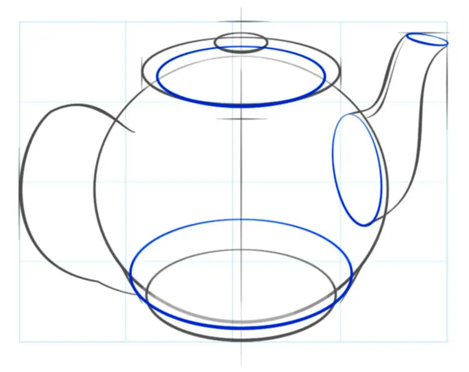 Фигура чайника. Рисование с натуры чайника. Построение чайника. Поэтапное рисование чайника. Пошаговое рисование посуды.
