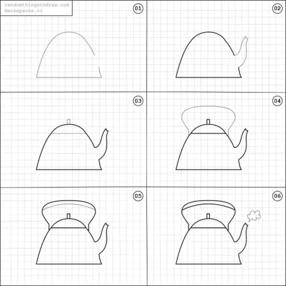 Чайник нарисовать карандашом легко