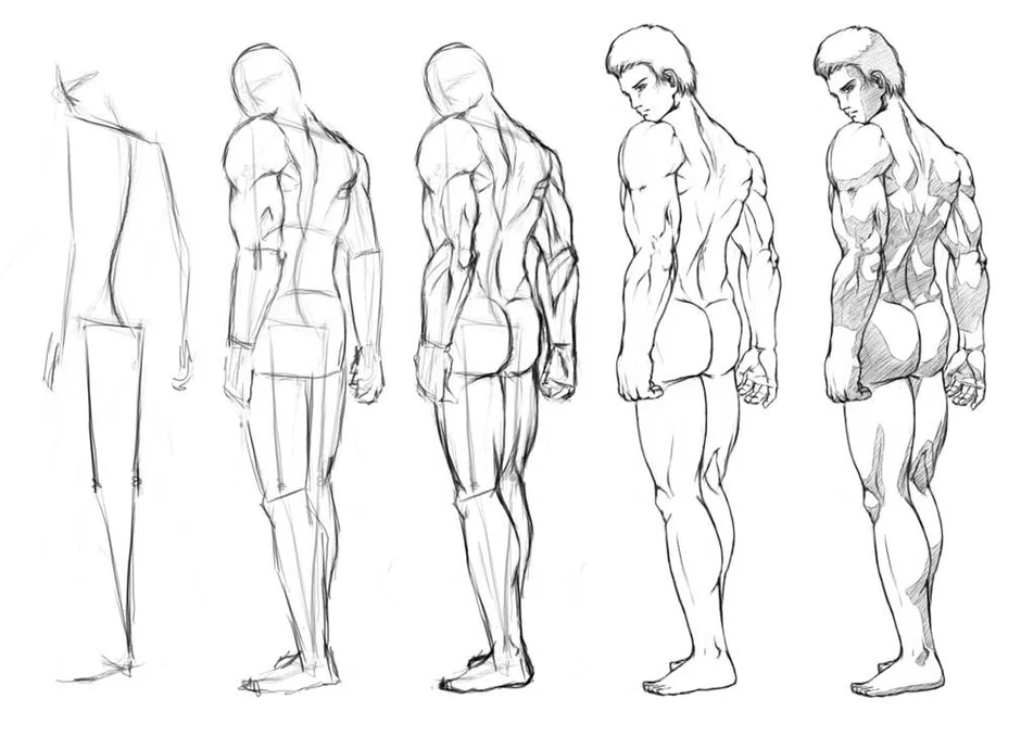 Как рисовать человека сбоку в полный рост