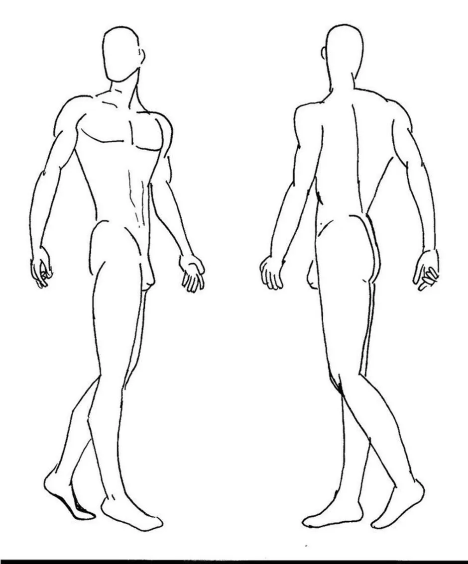 Как нарисовать мужское тело боком