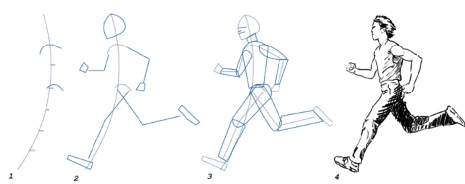 Поэтапно нарисовать бегущего человека поэтапно карандашом для начинающих