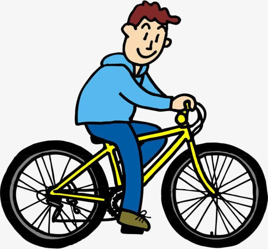 He rode a bike yesterday. Человечек на велосипеде. Велосипедист мультяшный. Велосипед рисунок. Нарисовать велосипедиста.