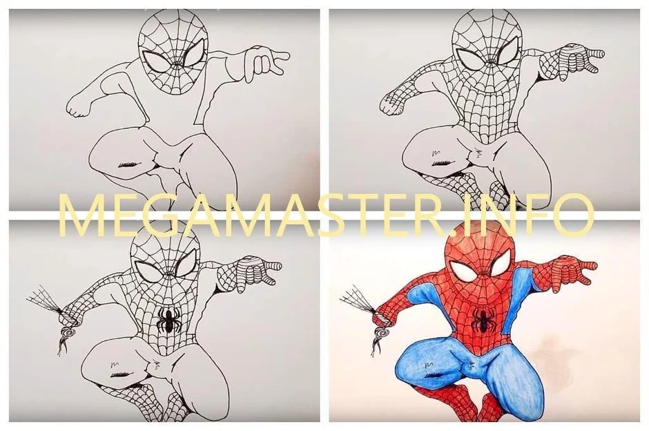 Фото как нарисовать человека паука