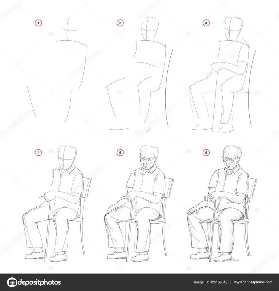 Рисунок карандашом сидящий человек на стуле рисунок