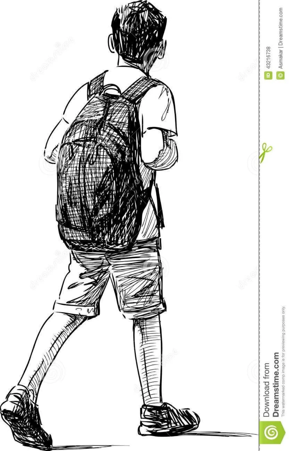 Человек с рюкзаком рисунок