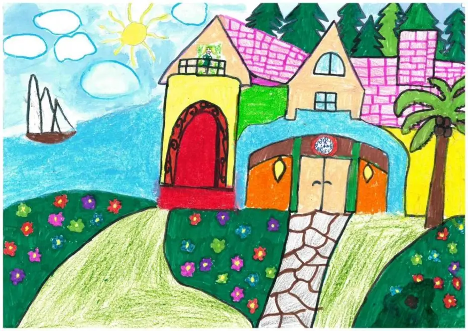 Рисунок дом мечты 7 класс изо. Сказочные домики рисование. Домик рисунок. Домик изо. Домик детский рисунок.