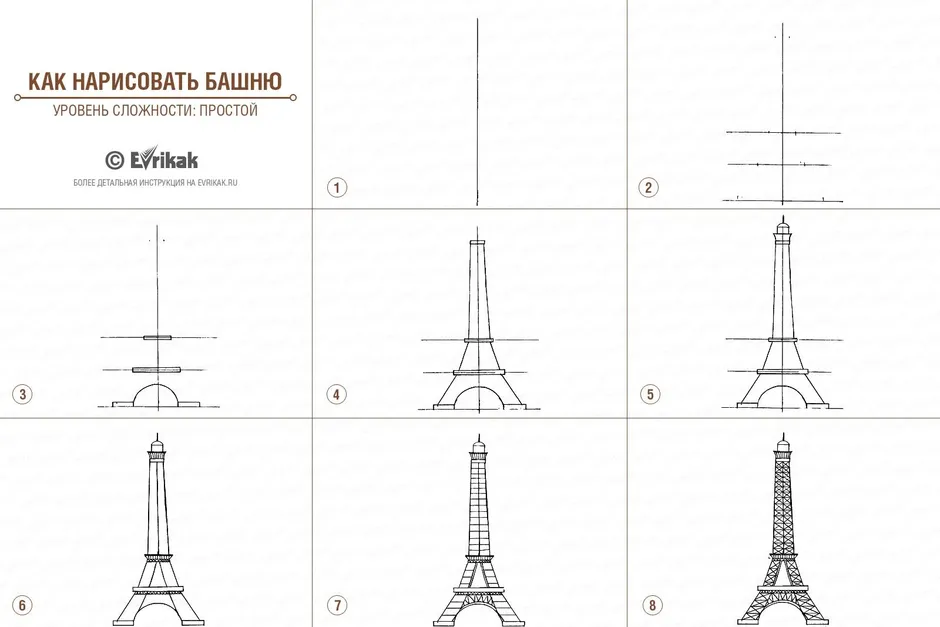 Нарисовать эйфелеву башню - Рисунок Эйфелевой башни карандашом.
