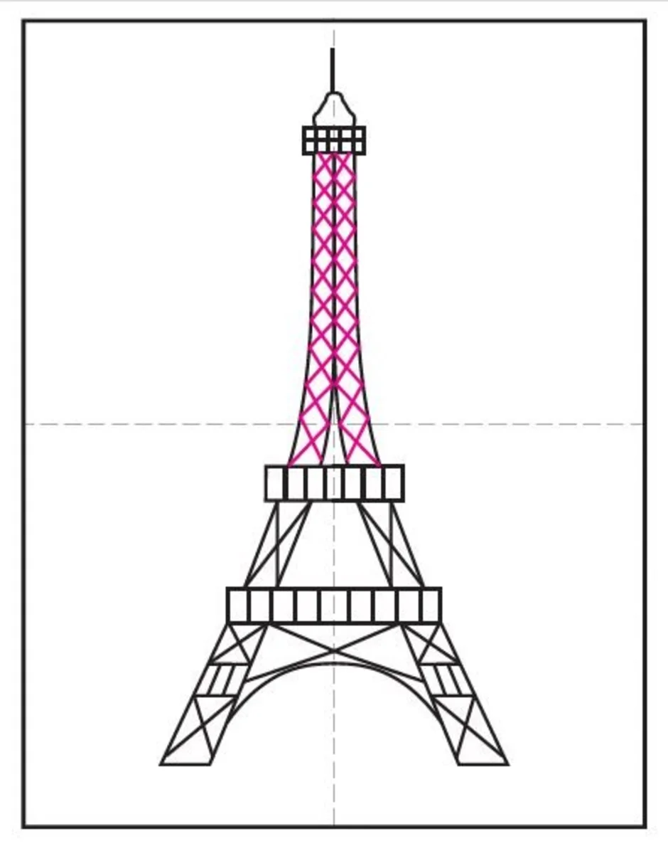 Как рисовать эйфелеву башню поэтапно