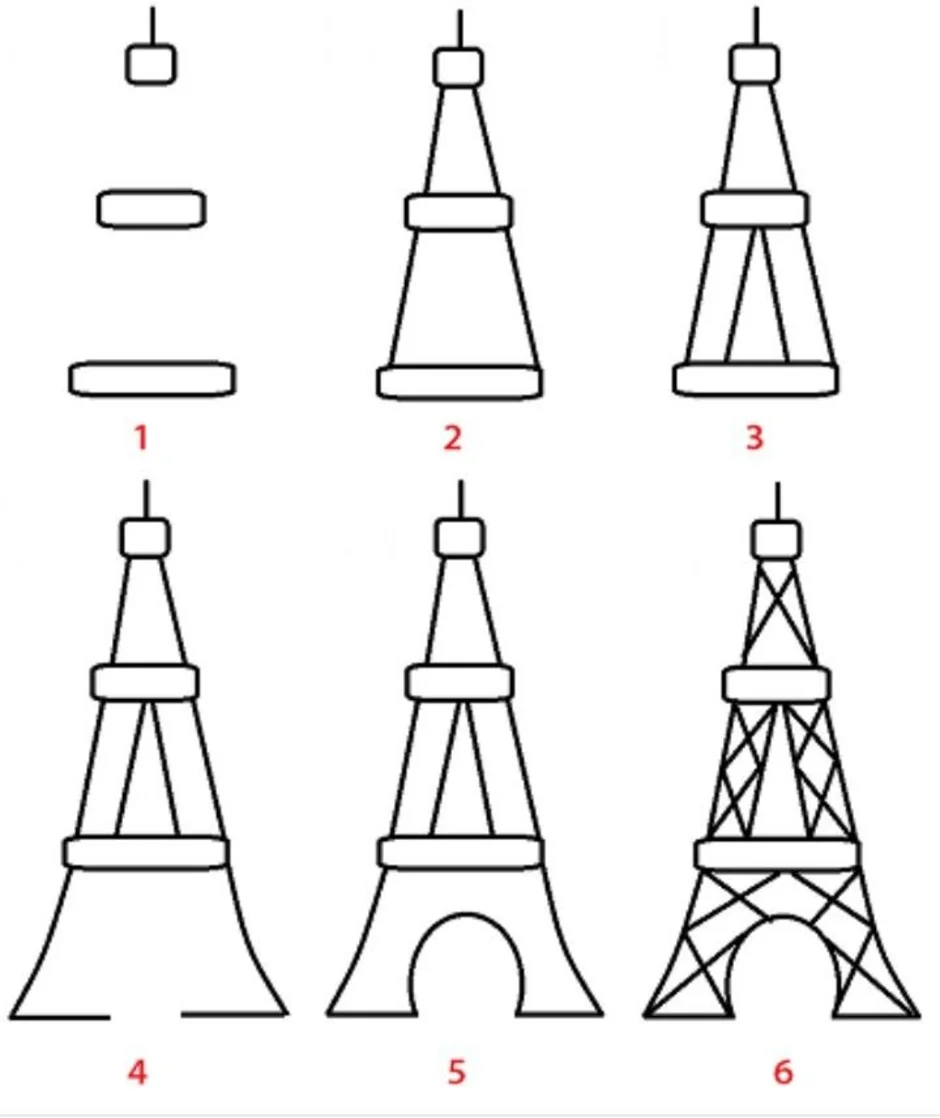 Как нарисовать эйфелеву башню картинки
