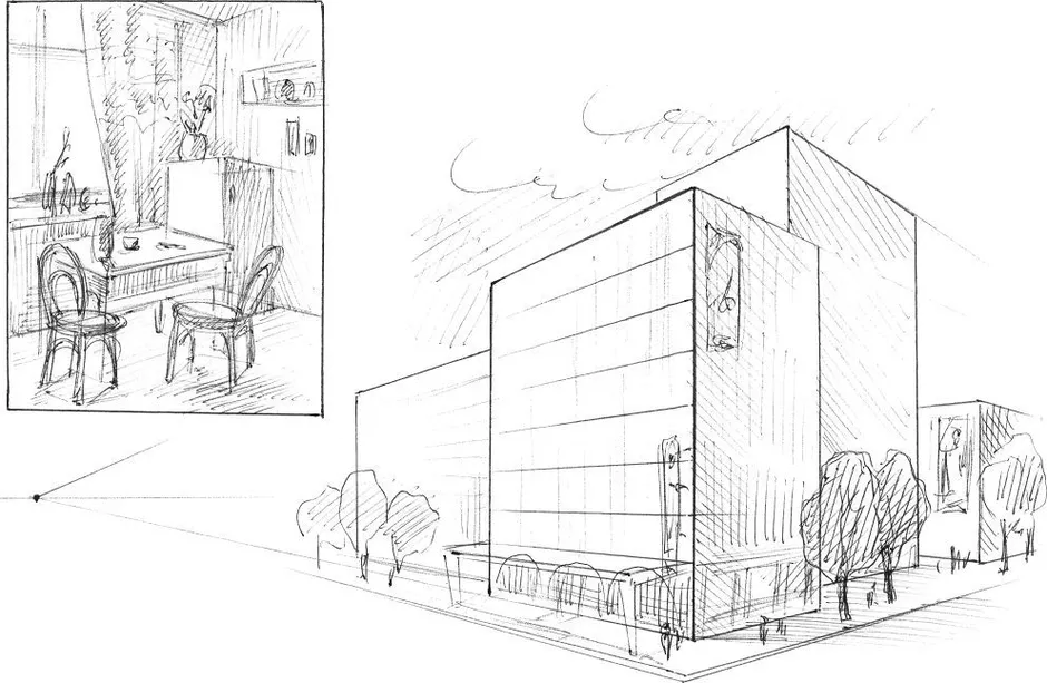 Городской дизайн изо 7 класс рисунок. Перспектива рисунок. Эскиз современного города. Эскиз здания. Наброски в перспективе.