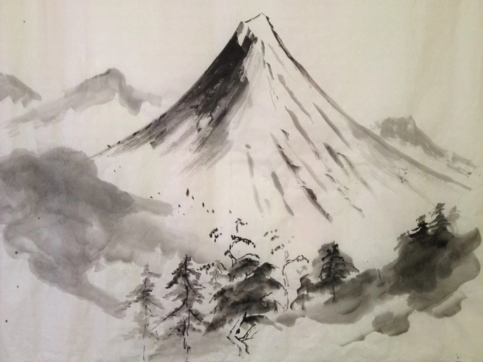 Пятнами гори. Суйбокуга Суми-э японская живопись тушью. Сумиэ Фудзи. Суйбокуга Suibokuga живопись тушью. Суйбокуга японская живопись пейзаж.