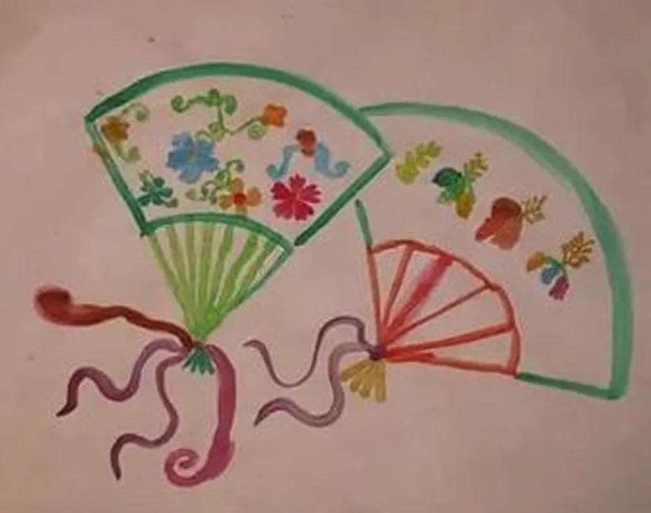 Веер рисунок 5 класс. Веер рисунок. Китайский веер изо 5 класс. Японский веер изо. Японский веер рисунок для детей.