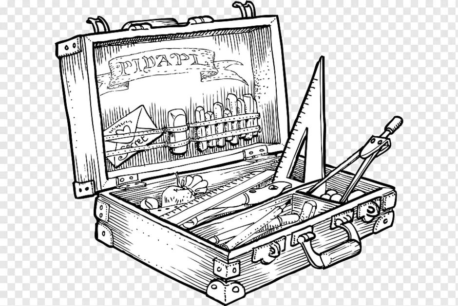 Drawing tool. Инструменты для рисования. Ящик для раскрашивания. Рисование ящик с инструментами. Столярные инструменты раскраска.