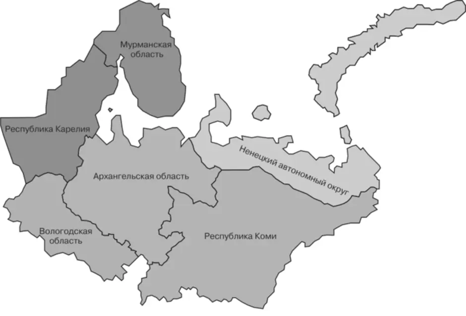 Внутренний запад россии. Состав Северного экономического района на карте. Карту района Северо - Западный экономический район. Европейский Северный экономический район карта контурная.