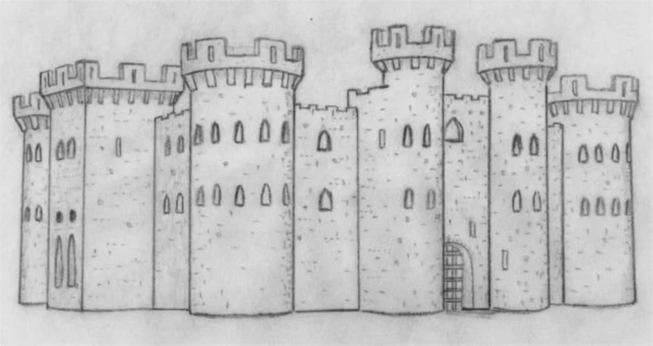 Замок 7 класс. Крепость Бодиам. Крепость карандашом. Замок рисунок карандашом. Средневековый замок изо.