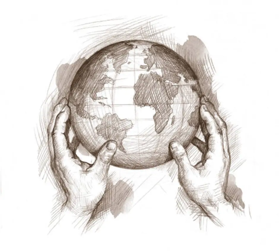 Земля рисунок карандашом. Руки держат земной шар. Глобус эскиз.