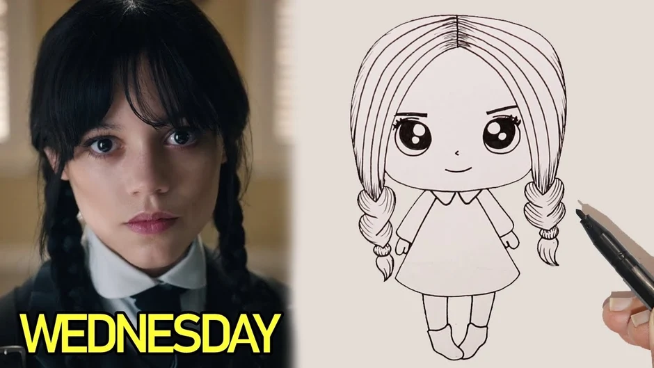 Как нарисовать wednesday addams