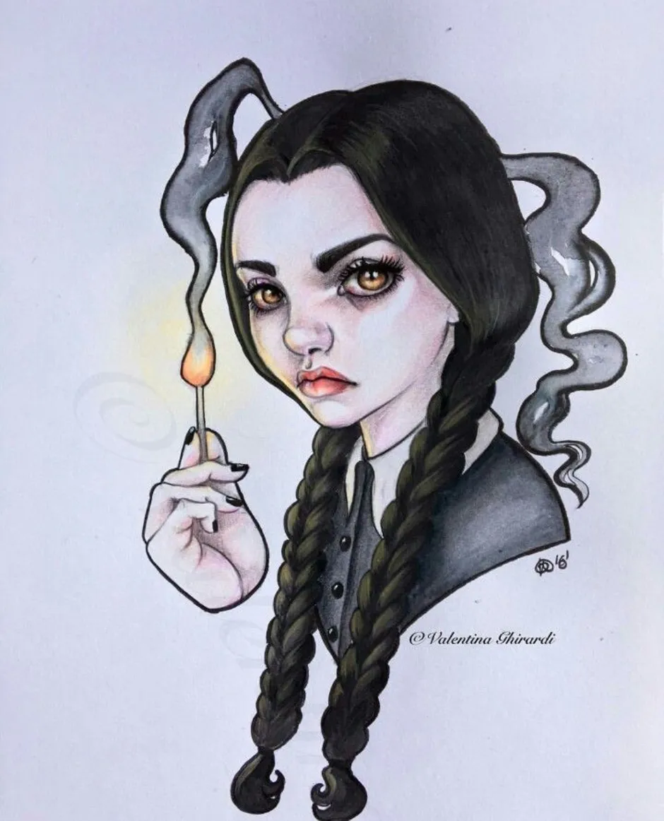 Как нарисовать wednesday addams