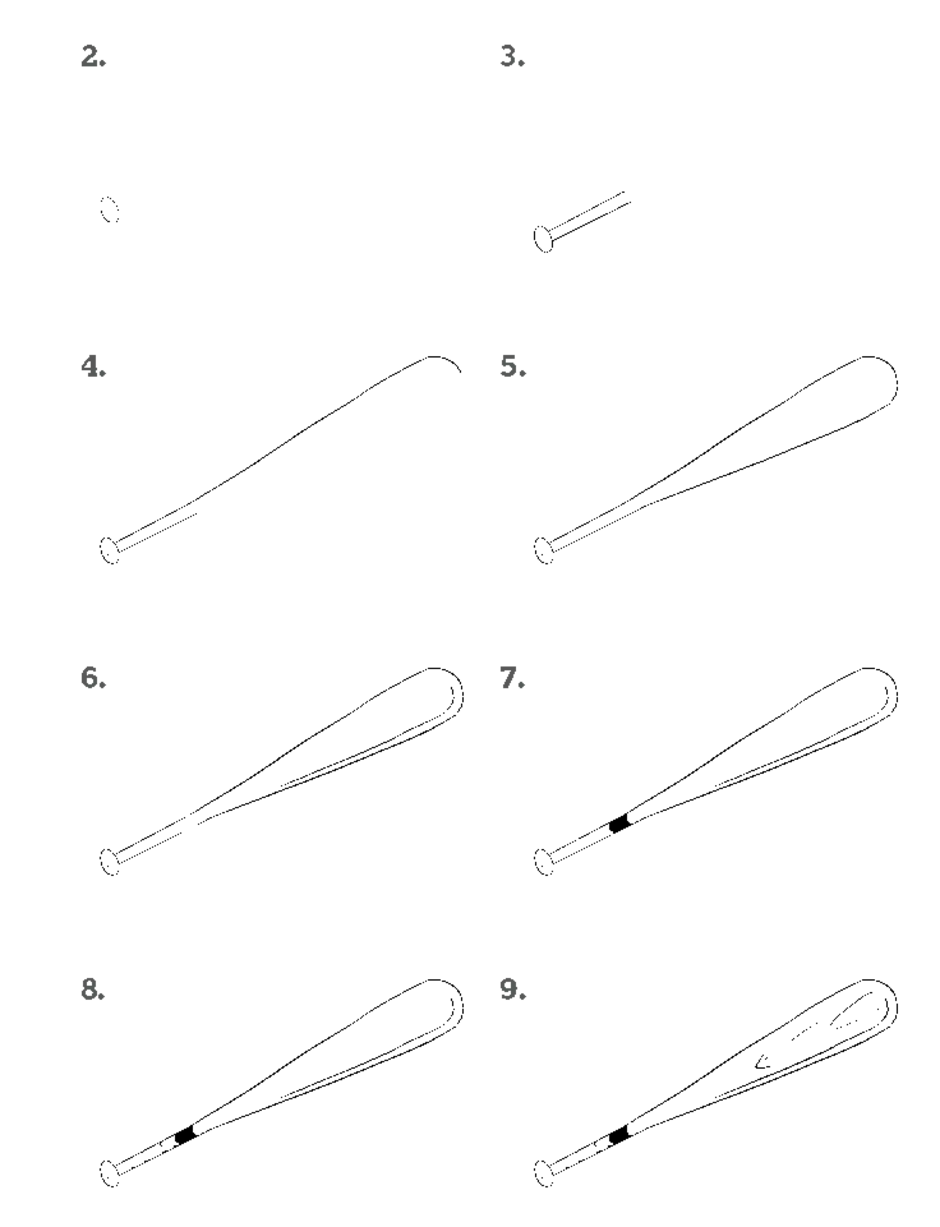 Бейсбольная бита рисунок карандашом