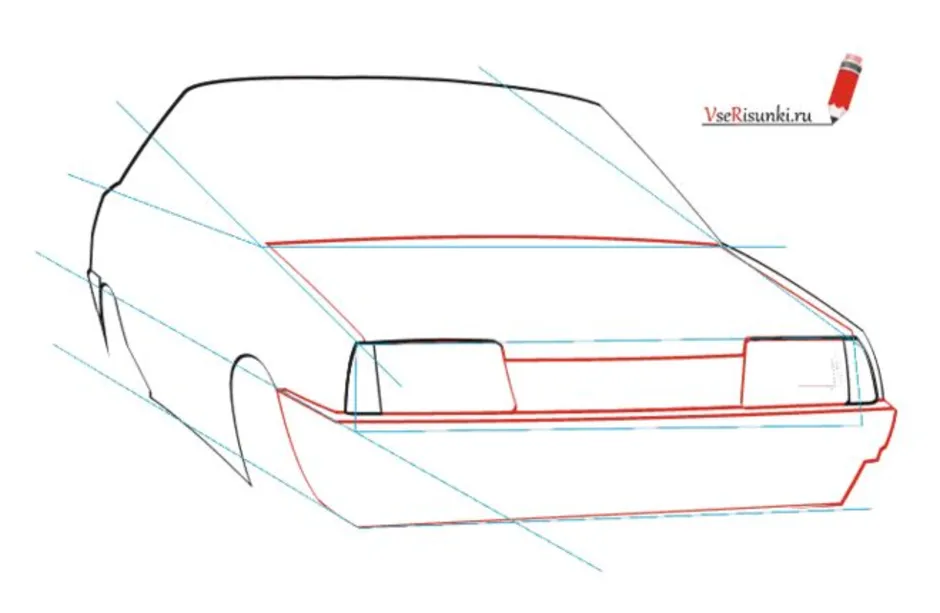 Как нарисовать машину ваз 2114 поэтапно карандашом