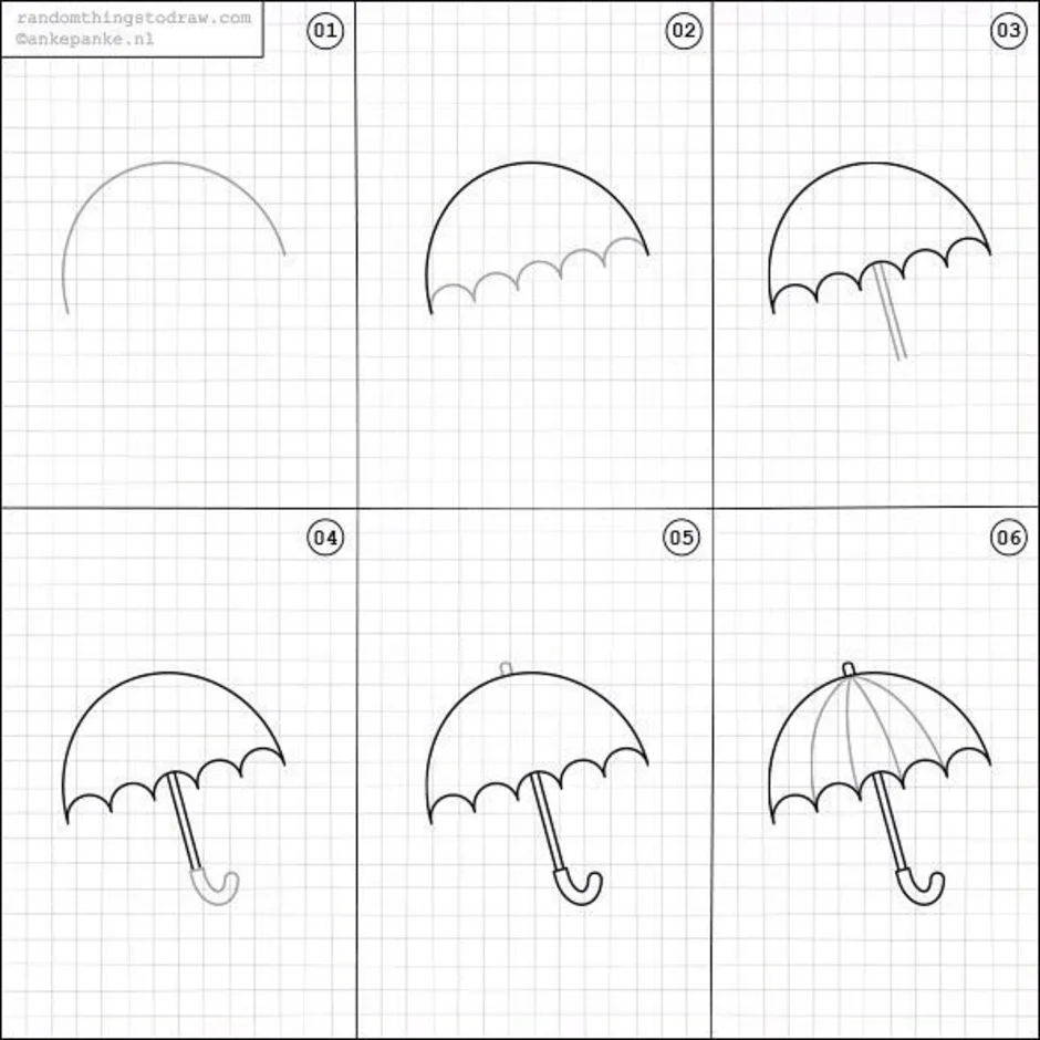 Как легко нарисовать зонт