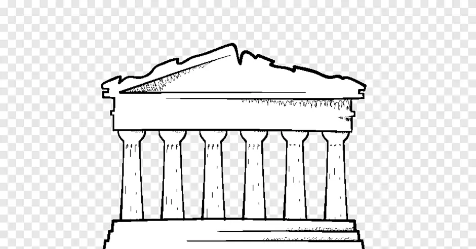 Рисунок акрополя 5 класс. Парфенон рисунок легкий. Греческий храм рисунок.