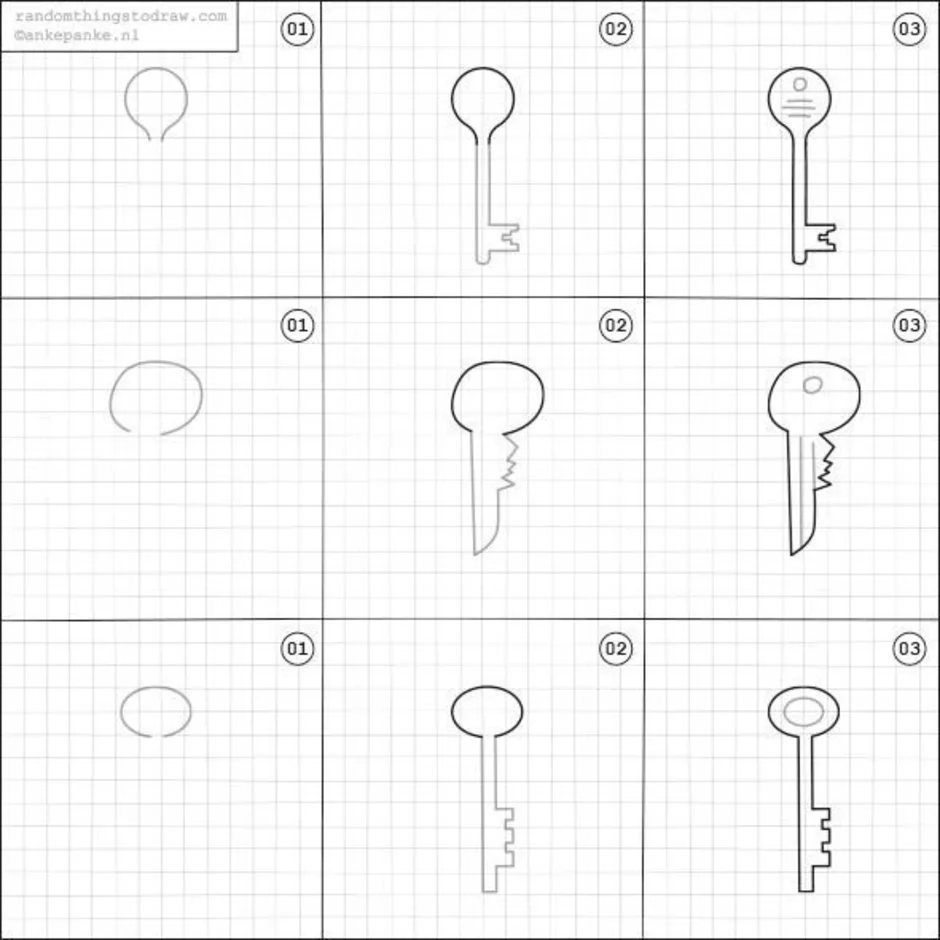 Как нарисовать ключ карандашом