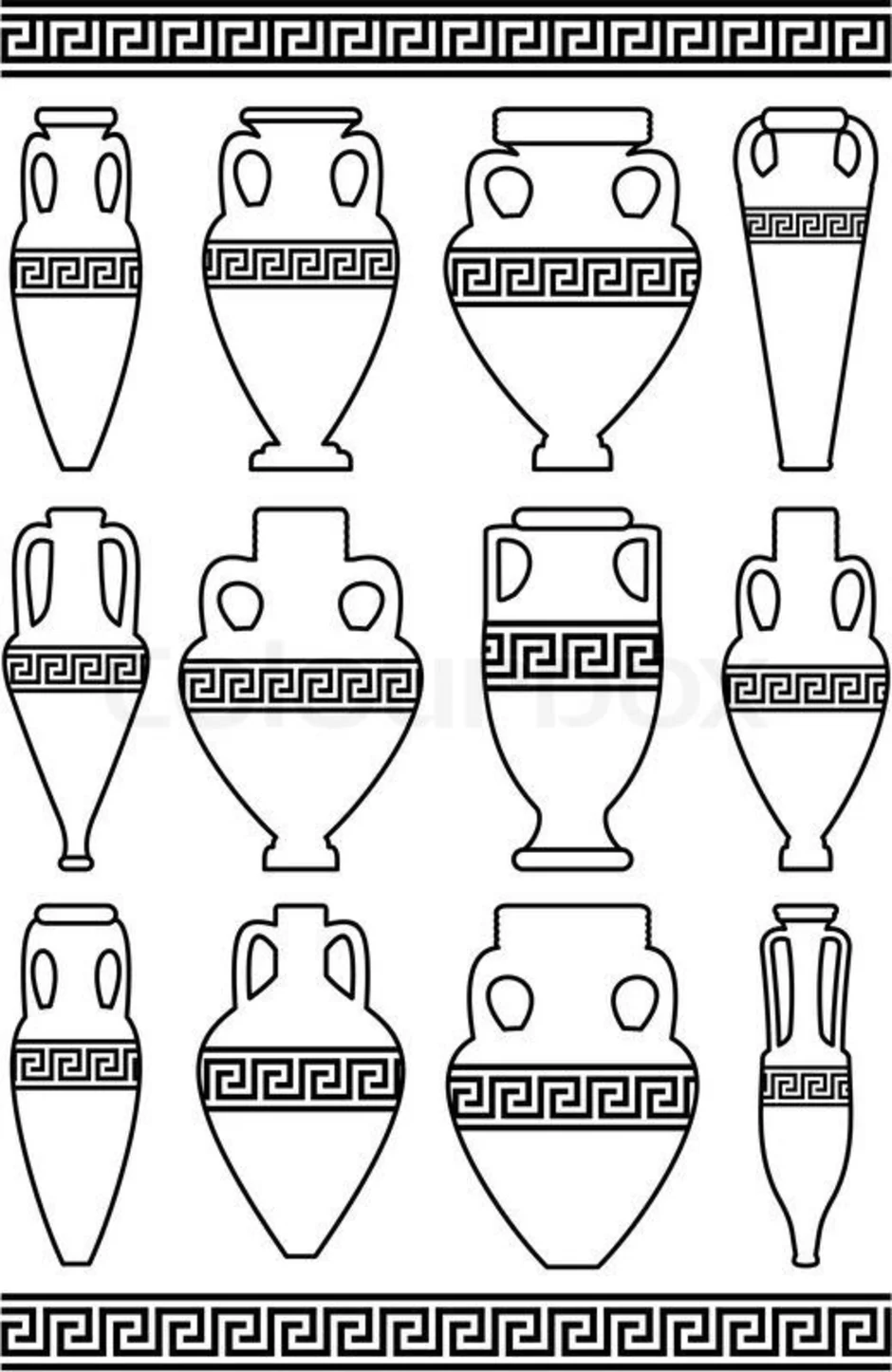 Как нарисовать древнегреческие вазы