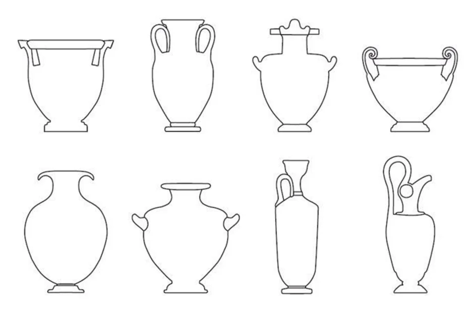 Схема вазы. Греческие вазы. Рисование греческой вазы.. Форма древнегреческой вазы. Разные формы ВАЗ для детей.
