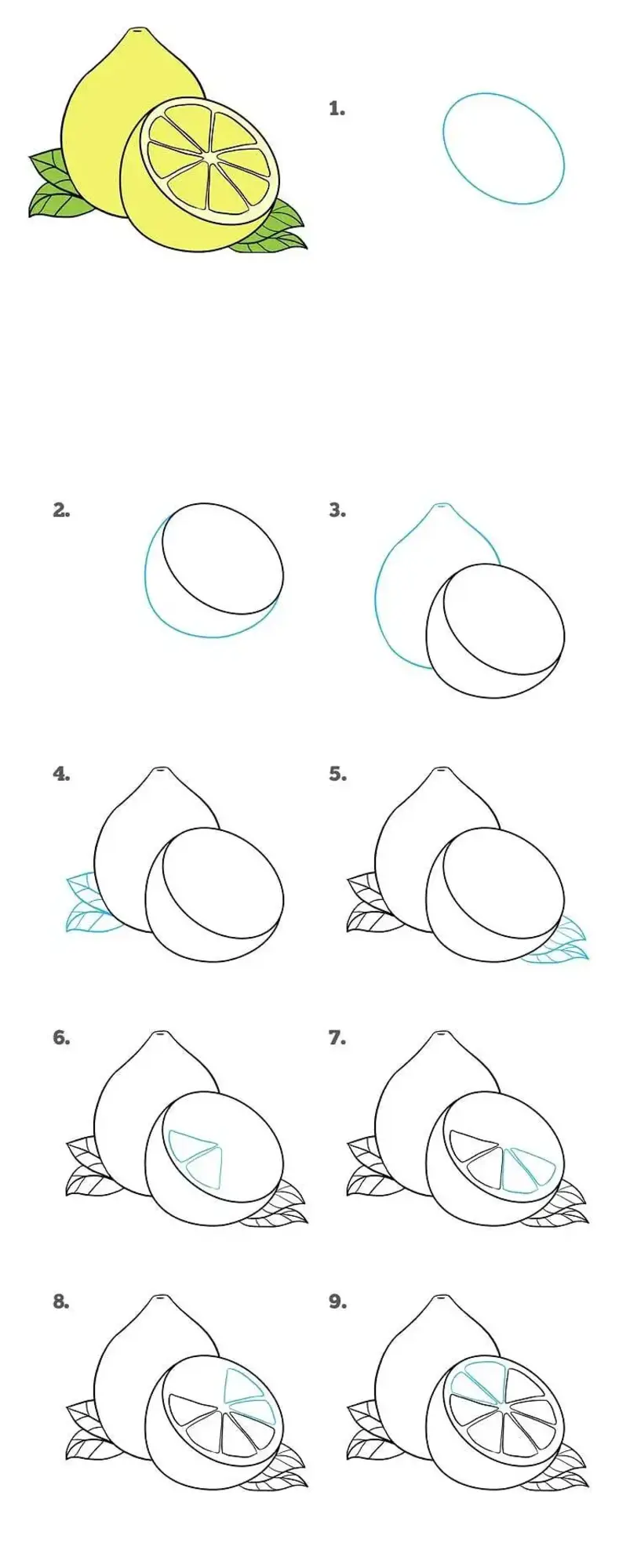 Как быстро нарисовать лимон