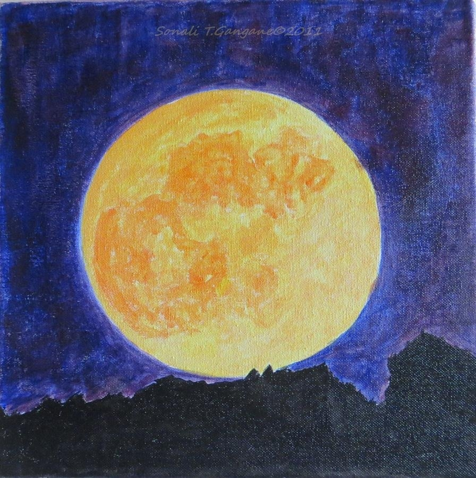 Перекрасил луну в миллионы разных цветов. Луна красками. Полнолуние. Луна рисунок. Разноцветная Луна.