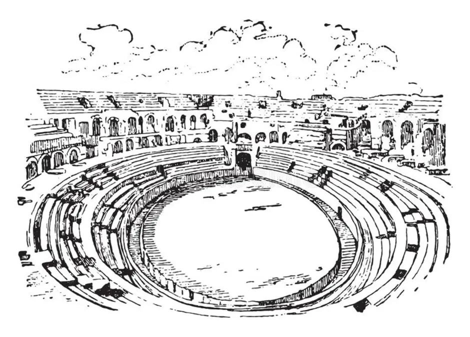 В римском амфитеатре рисунок нашего времени