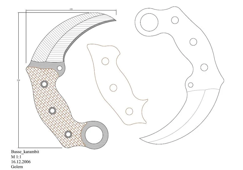 Чертеж керамбит нож из бумаги