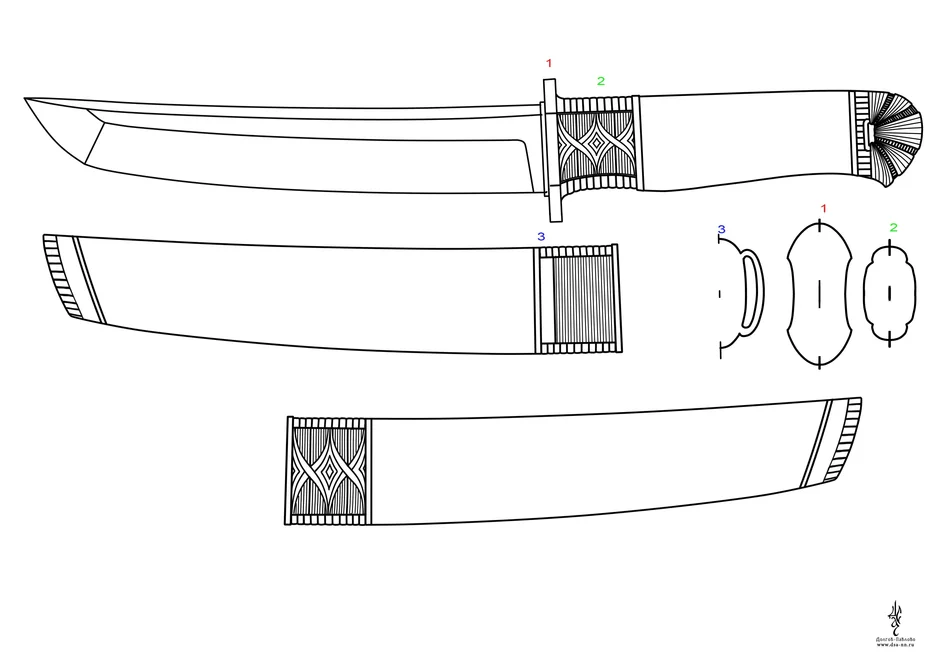 Эскиз ножа танто