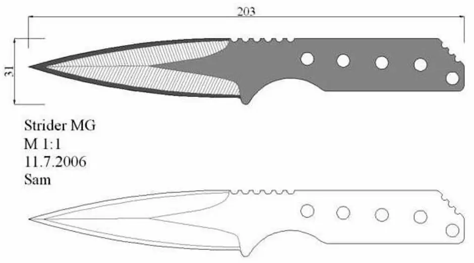 Чертеж ножа военного