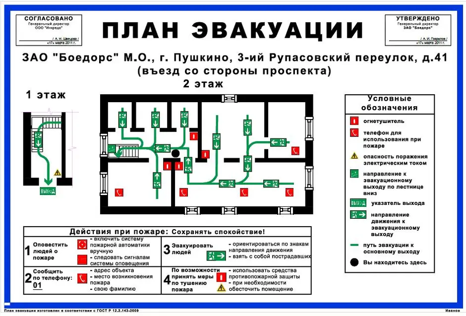 При размещении какого количества рабочих мест на этаже объекта должен быть разработан план эвакуации