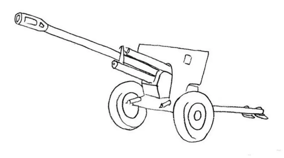 Артиллерийская пушка рисунок карандашом