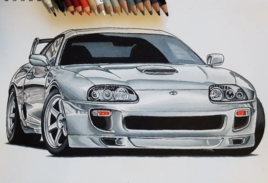 Как нарисовать тойоту супру. Supra a80 draw'. Supra a80 рисунок. Toyota Supra a80 контур. Тойота Супра карандашом сзади.