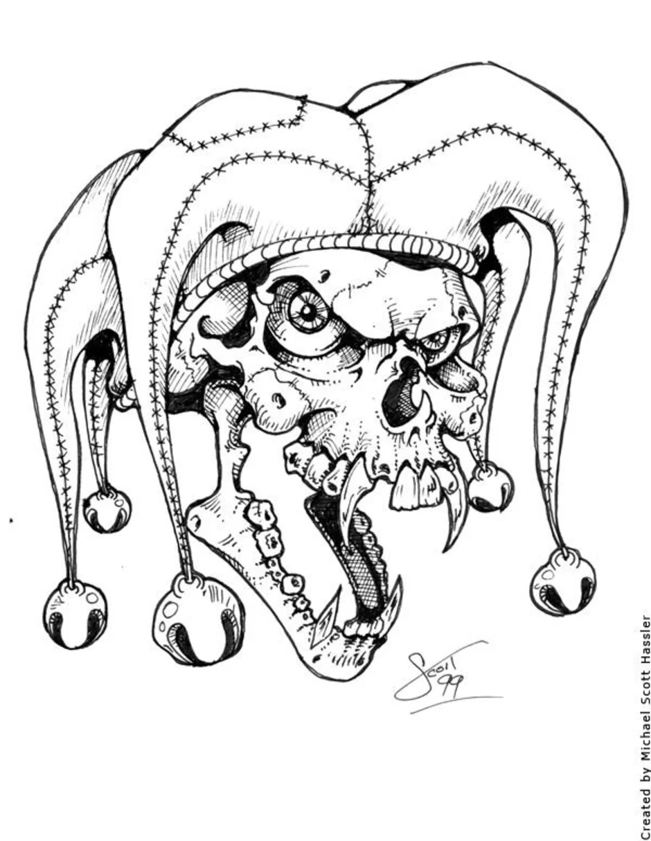 Шут рисунок. Шут эскиз. Череп шута. Череп шута тату. Шут тату эскиз.