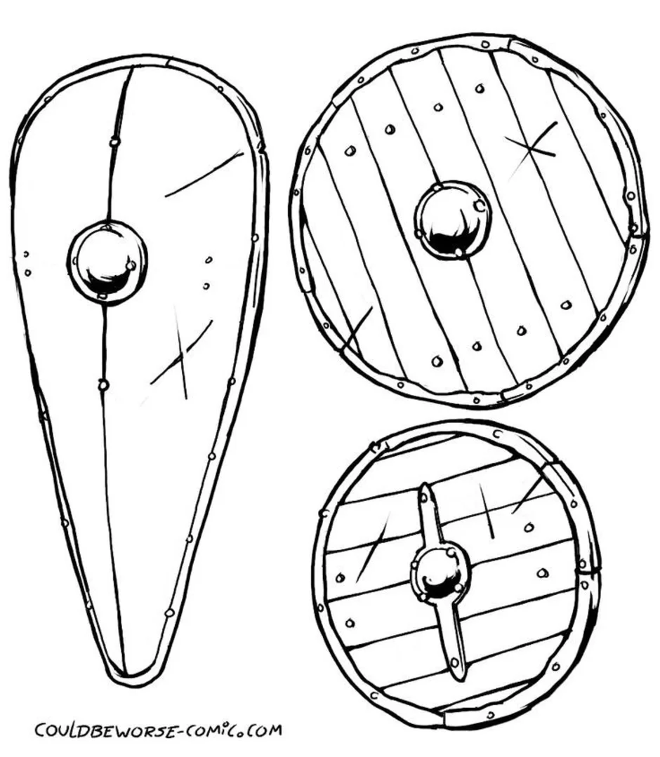 Как нарисовать щит шлем и меч